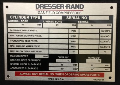 Etched Stainless Steel Data Plate