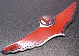 3D red L with wings logo pin ornament 